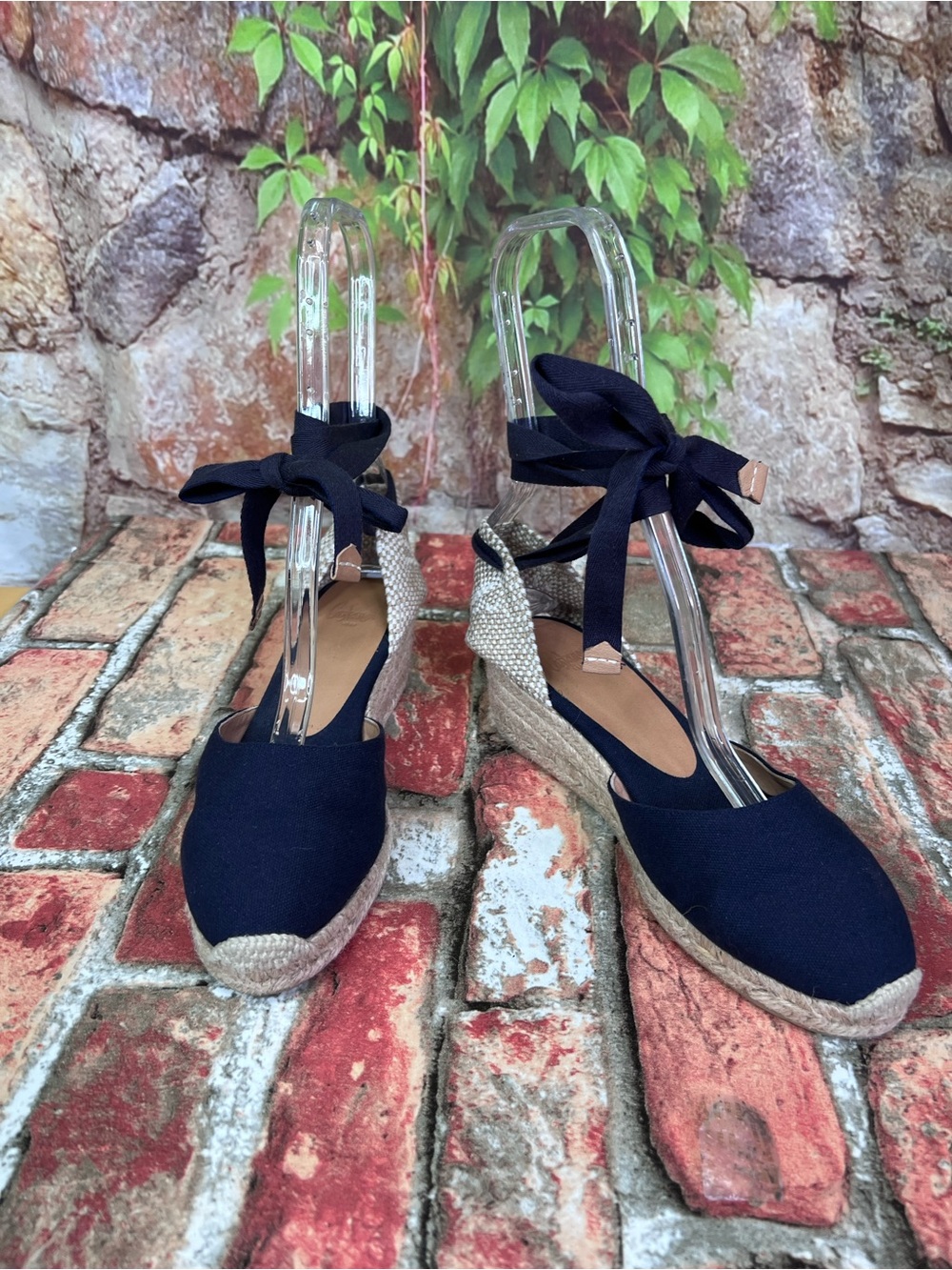 CASTANER Navy and Tan Jute Ankle Tie Nautical Resortwear Espadrilles, 38 - Picture 5 of 11